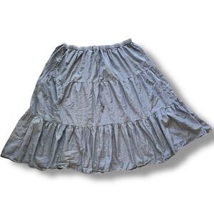 White Stag Blue Boho Cottagecore Peasant Tiered Midi Skirt Plus Size XXL (20) B2